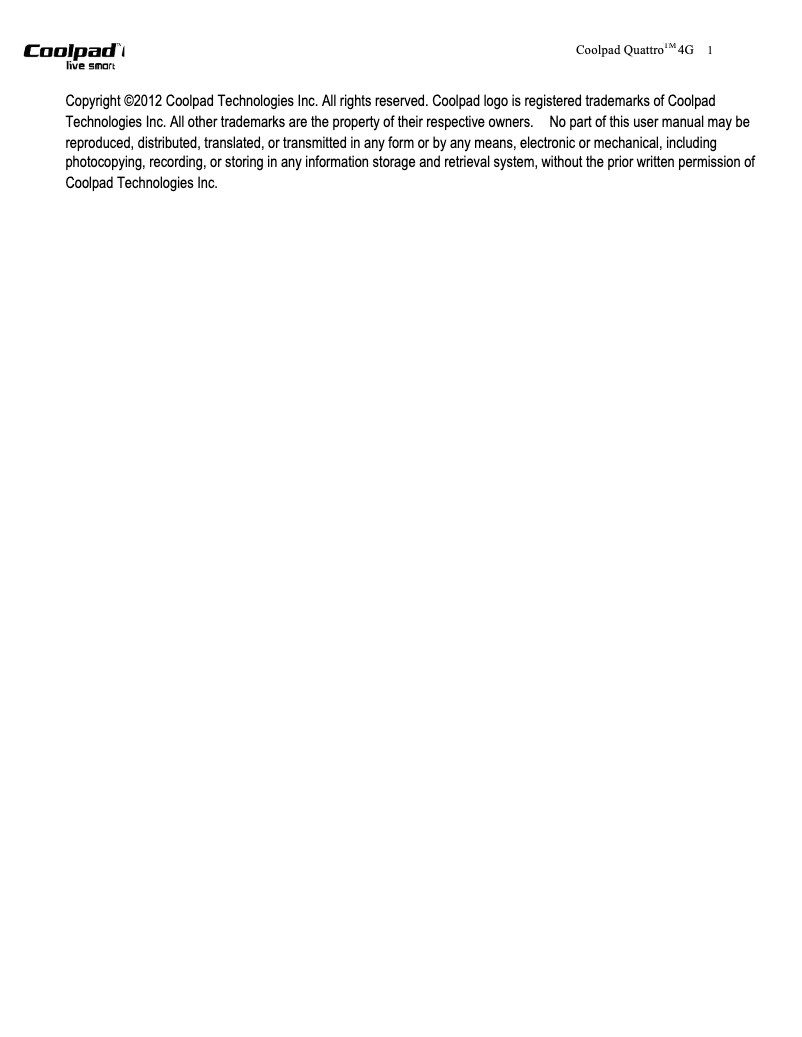 Page 1 de la notice Manuel utilisateur Coolpad Quattro 4G