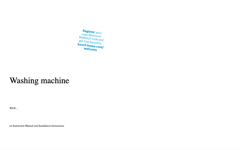 Page n°1 - Guide d'installation Bosch WAN28050GB