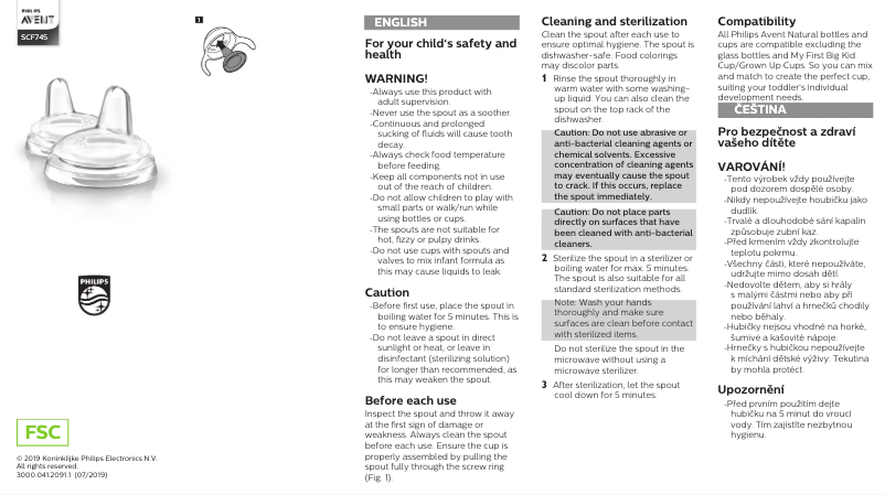 Image de la première page du manuel de l'appareil AVENT SCF745