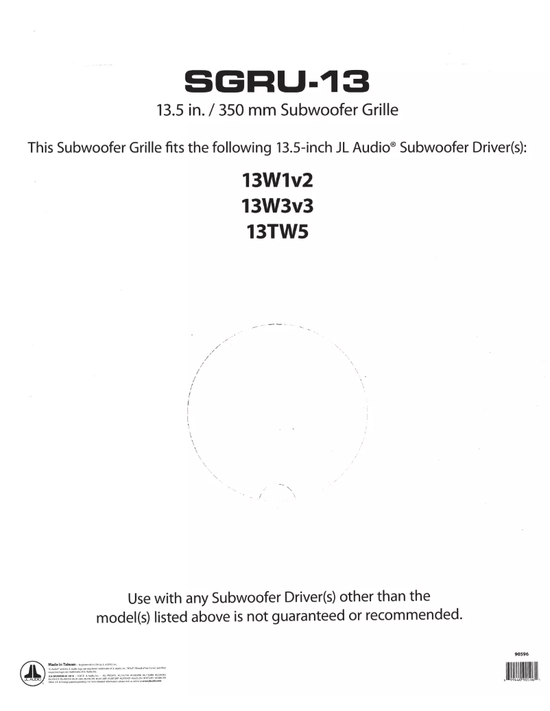 Page n°1 - Manuel utilisateur JL Audio SGRU-13
