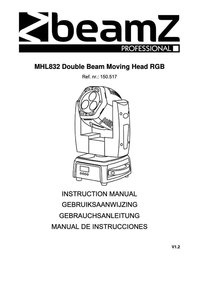 Page n°1 - Manuel utilisateur BeamZ MHL832 150.517