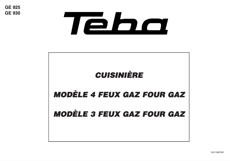 Page 1 de la notice Manuel utilisateur Teba GE 925