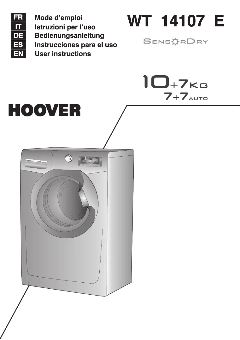 Page 1 de la notice Manuel utilisateur Hoover WT 14107 E
