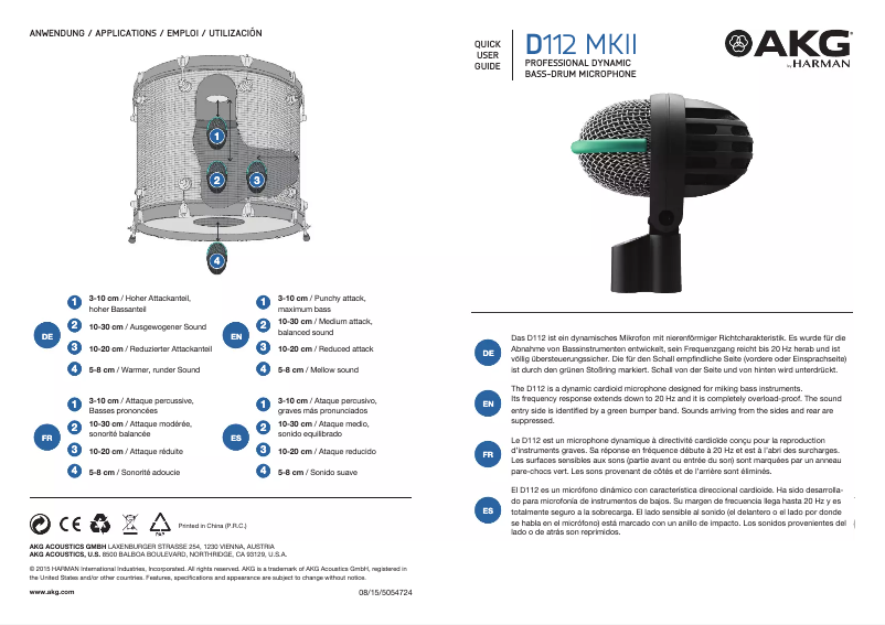 Page n°1 - Mode d'emploi AKG D112 MKII