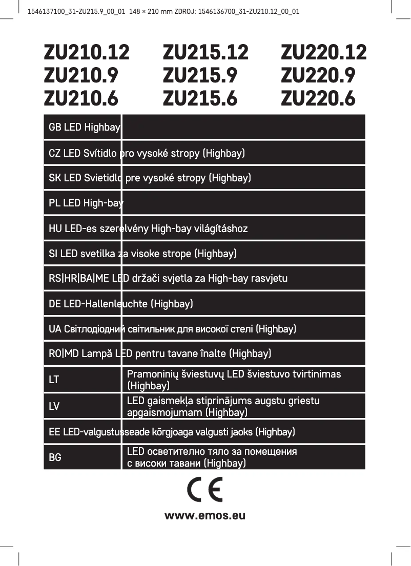 Image de la première page du manuel de l'appareil ZU215.9