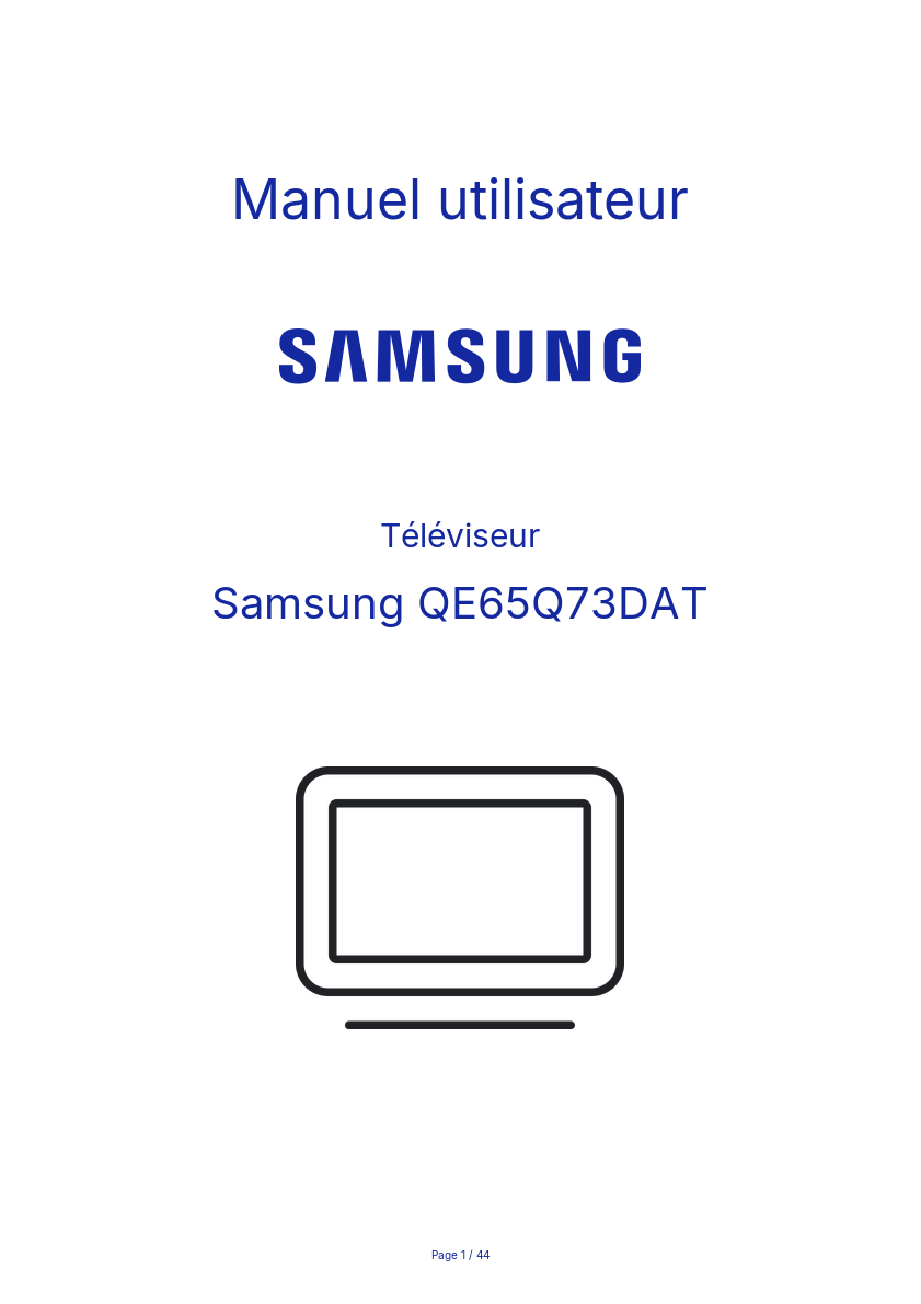 Image de la première page du manuel de l'appareil QE65Q73DAT