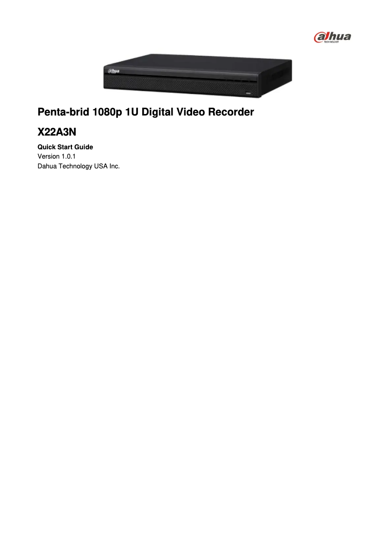 Page 1 de la notice Manuel utilisateur Dahua Technology X22A3N2