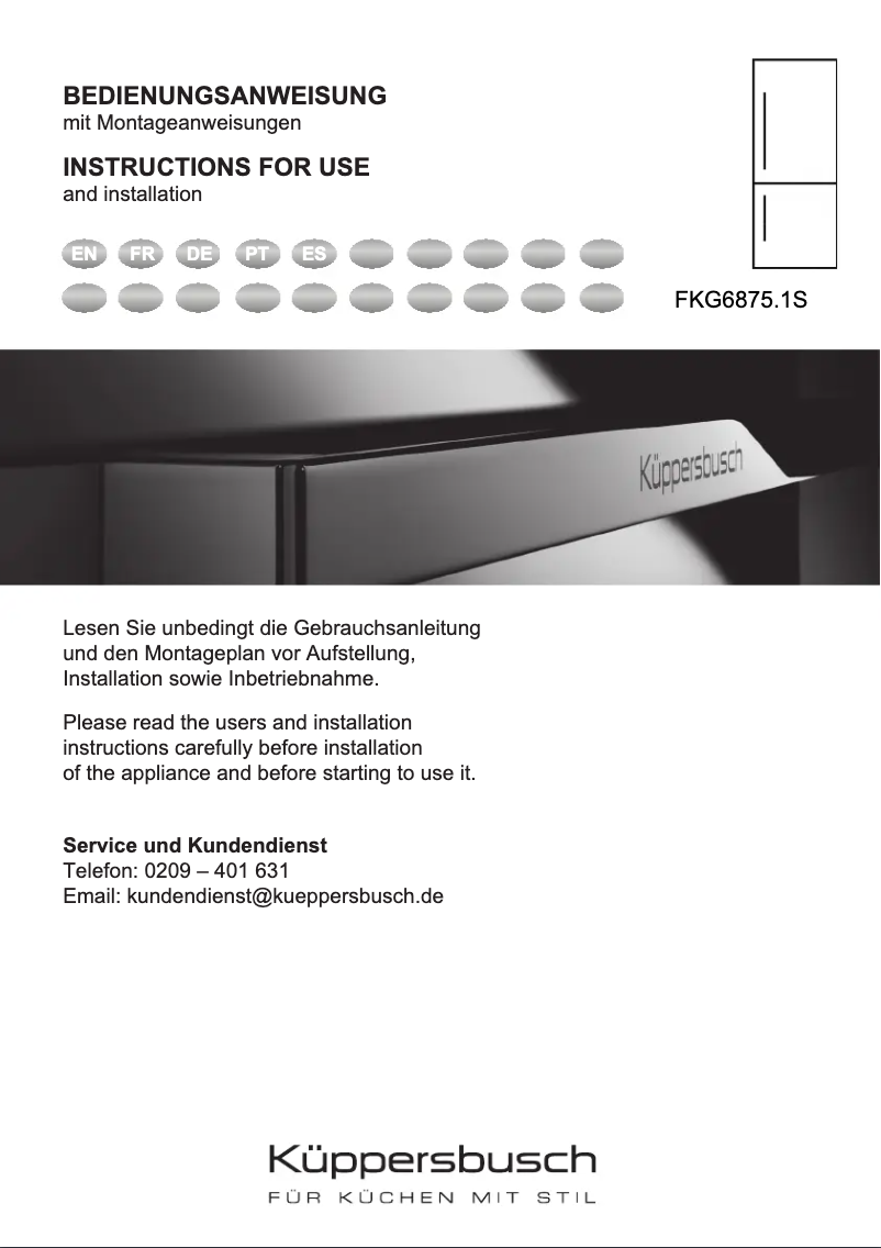 Page n°1 - Manuel utilisateur Küppersbusch FKG6875.1S