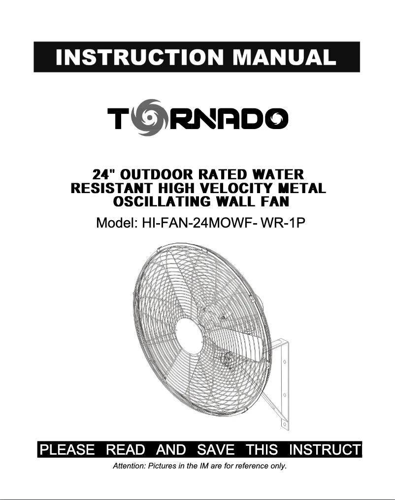 Page 1 de la notice Manuel utilisateur Tornado HI-FAN-24MOWF-WR-1P
