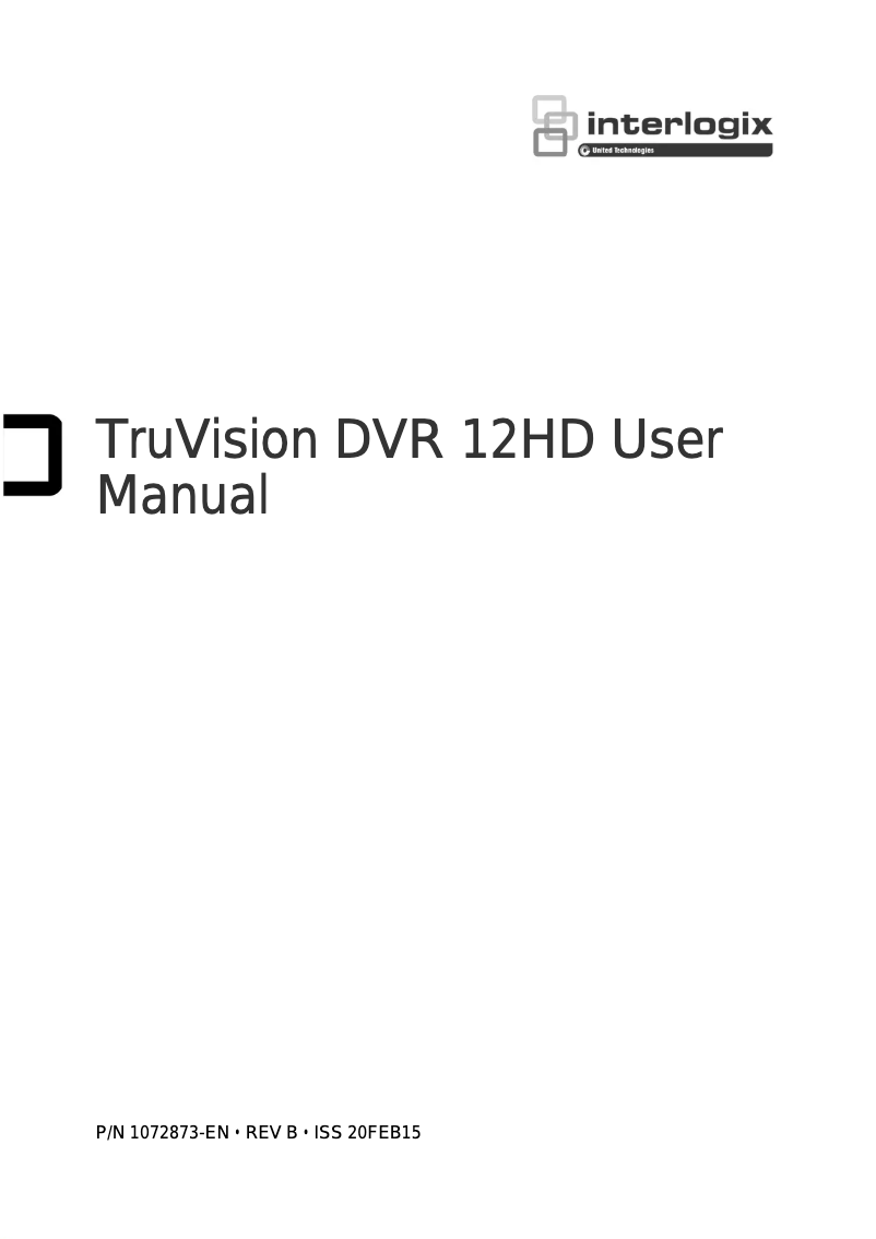 Page n°1 - Manuel utilisateur Interlogix TruVision TVR-1216HD