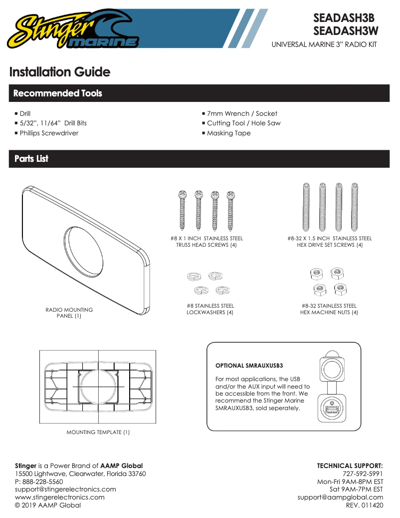 Page 1 de la notice Manuel utilisateur Stinger SEADASH3B