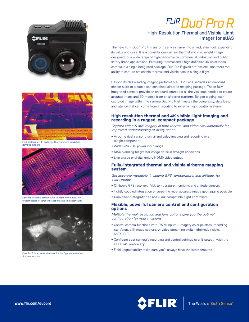 Page 1 de la notice Fiche technique FLIR Duo Pro R