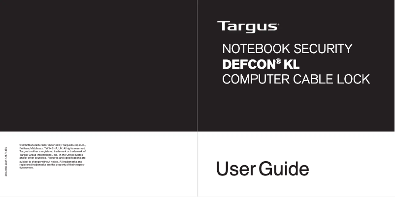 Page 1 de la notice Manuel utilisateur Targus ASP4825MKEU