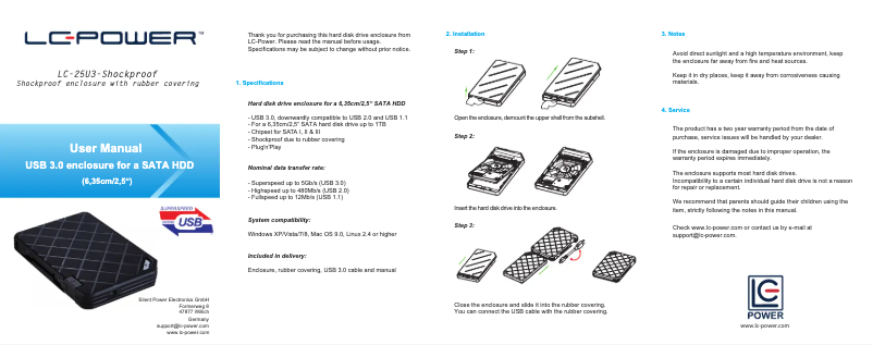 Image de la première page du manuel de l'appareil LC-25U3-Shockproof