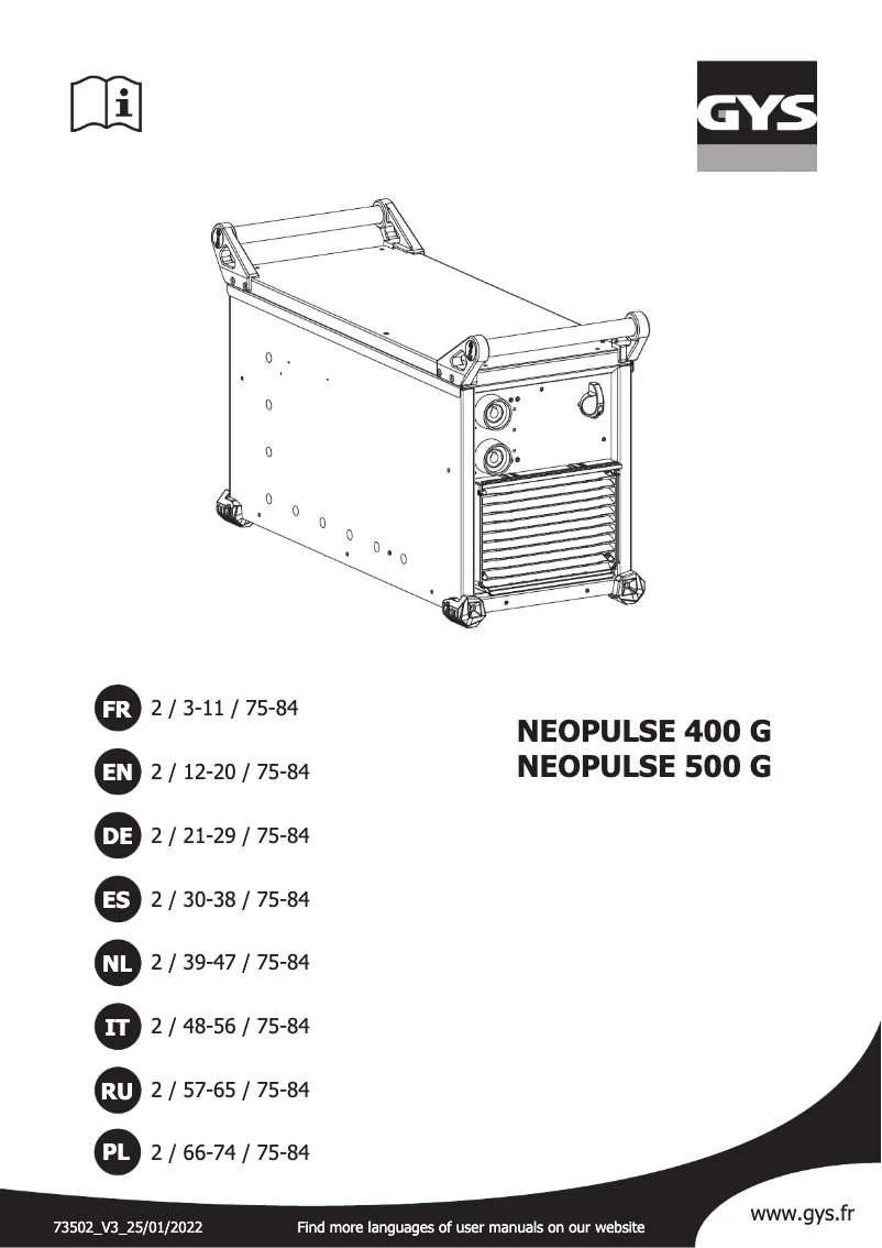 Image de la première page du manuel de l'appareil Neopulse 400 G