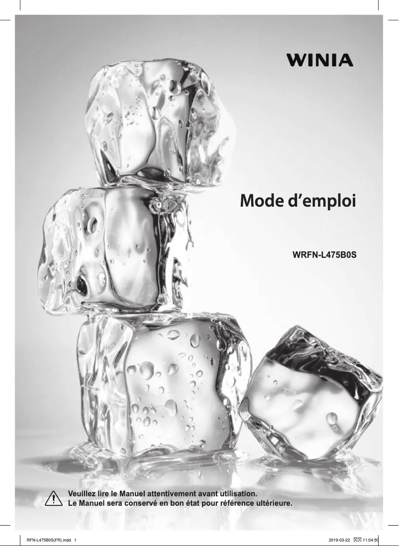 Page 1 de la notice Manuel utilisateur Winia WRFN-L475B0S
