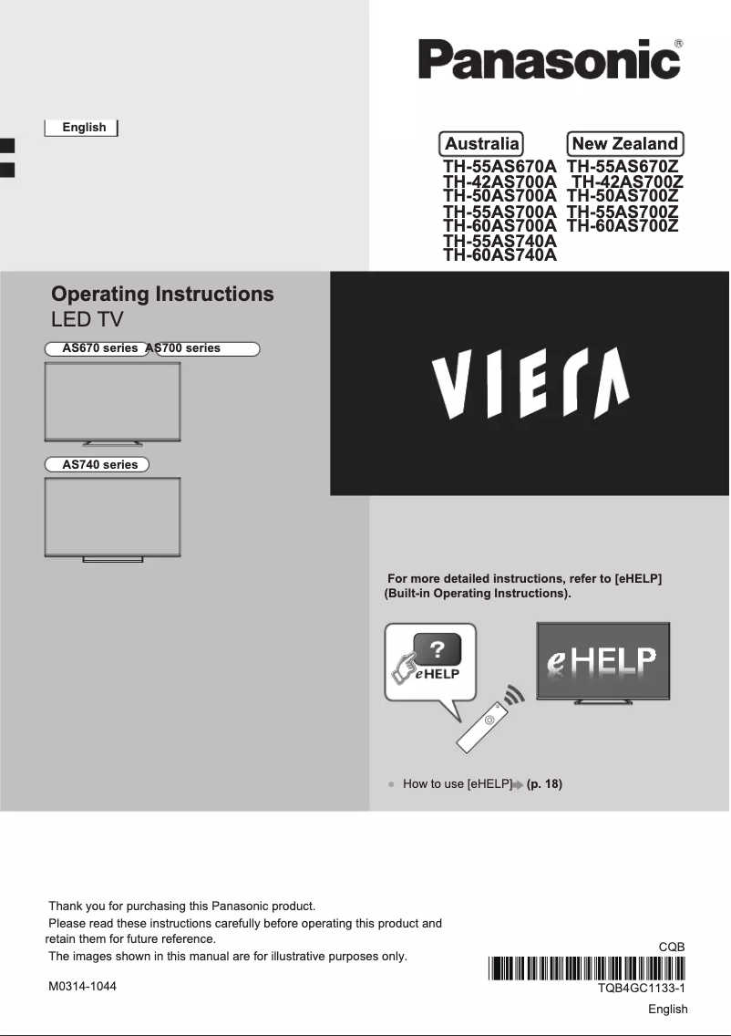 Página 1 del manual Manual de usuario Panasonic TH-55AS700Z