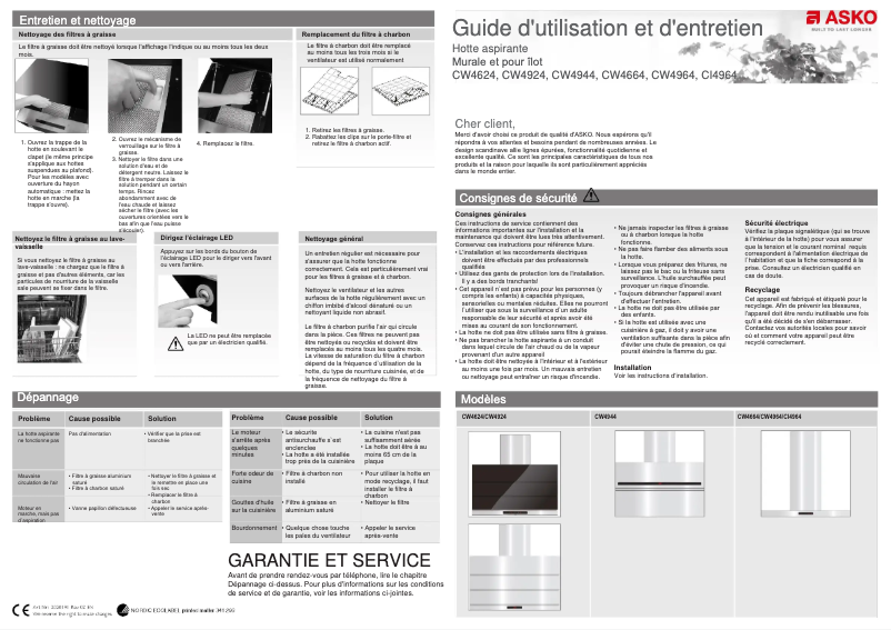 Page n°1 - Manuel utilisateur Asko CW4985S