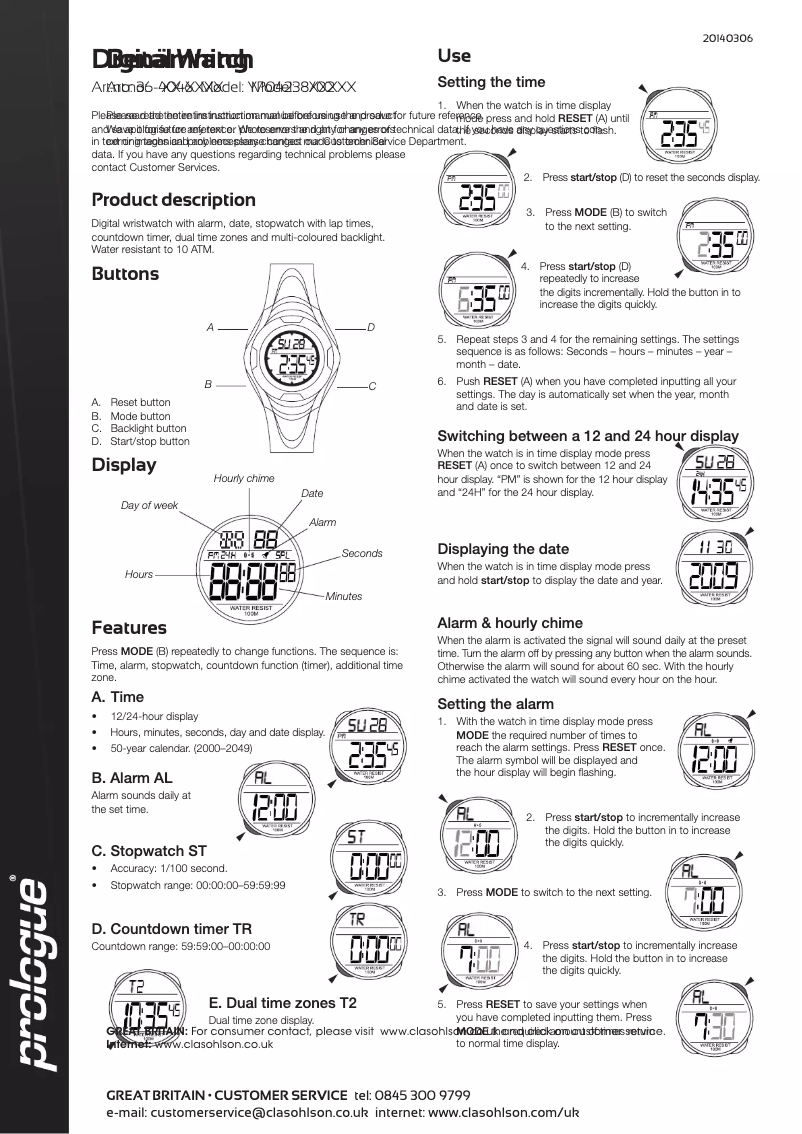 Page n°1 - Manuel utilisateur Prologue YPO4238
