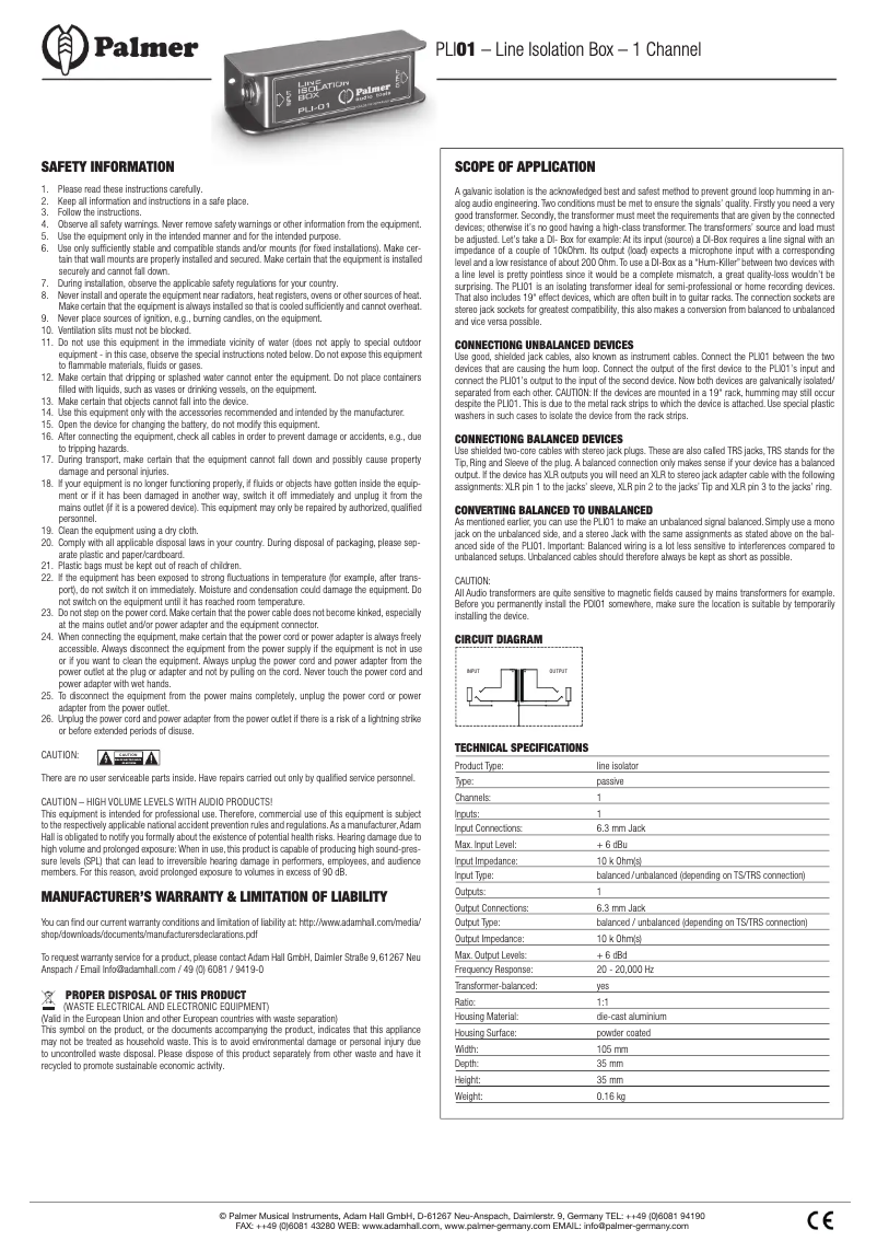 Image de la première page du manuel de l'appareil PLI-01