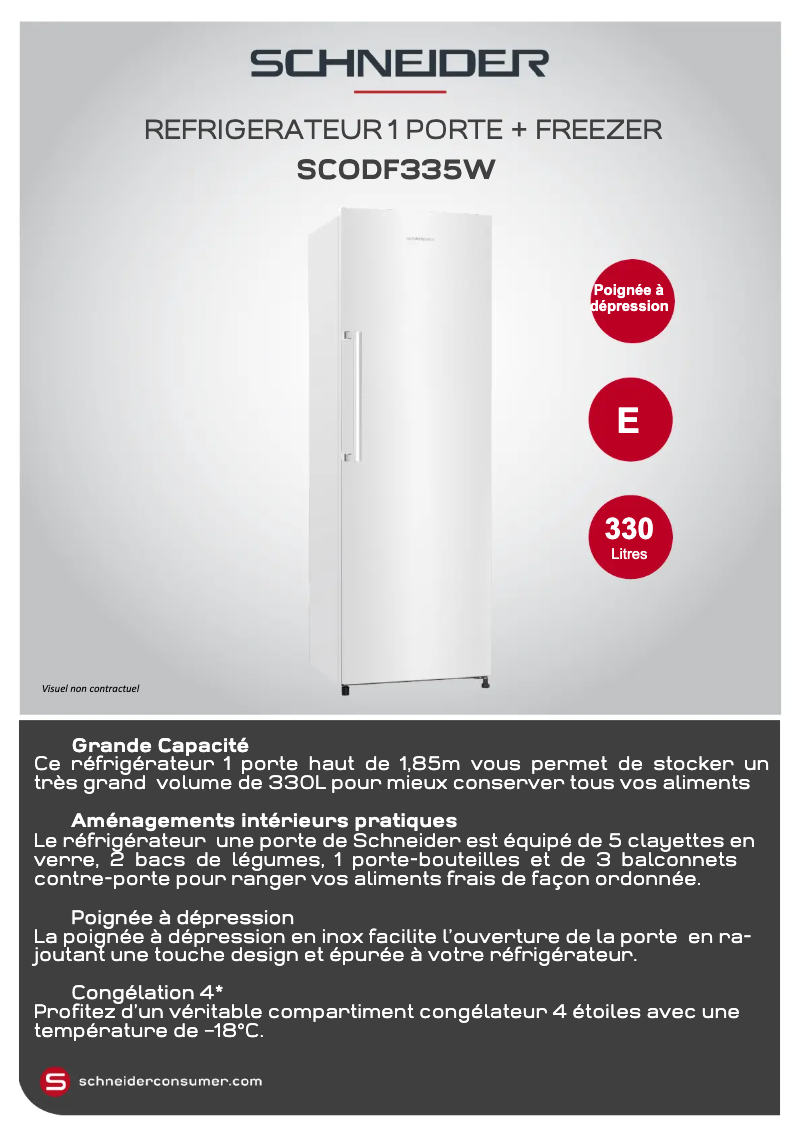 Page 1 de la notice Fiche technique Schneider SCODF335W