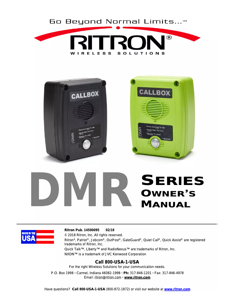 Page 1 de la notice Manuel utilisateur Ritron RQX-411-G