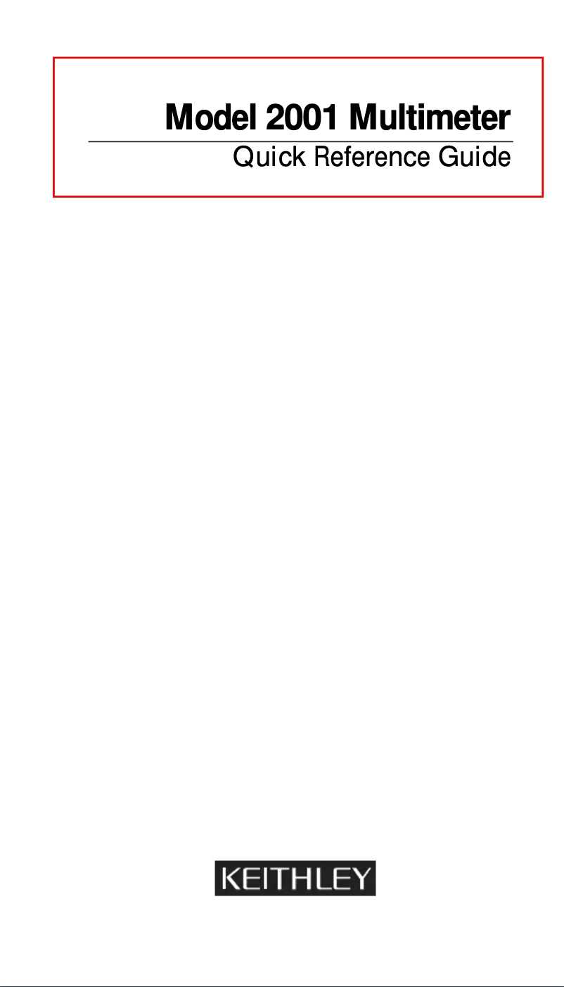 Page 1 de la notice Manuel utilisateur Keithley 2001