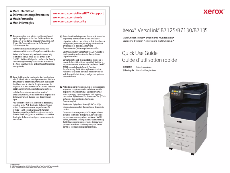 Page n°1 - Manuel utilisateur Xerox VersaLink B7125V