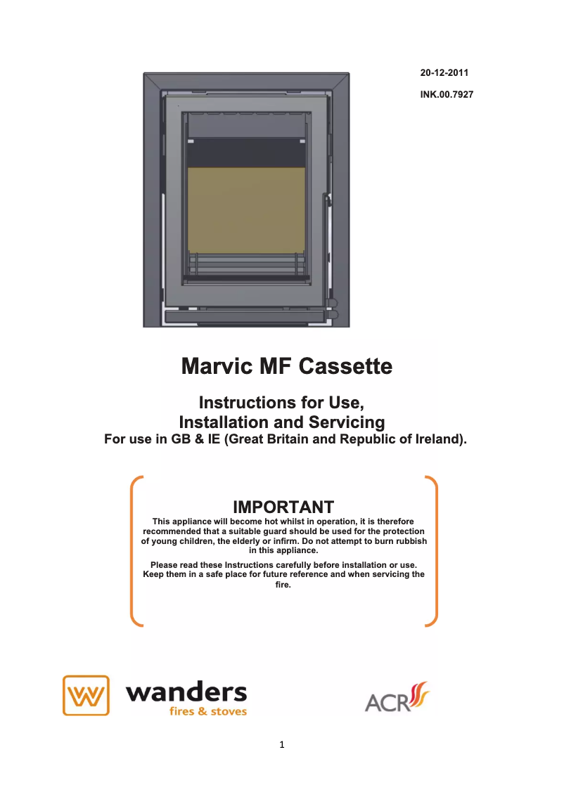 Page 1 de la notice Manuel utilisateur Wanders Marvic MF Cassette