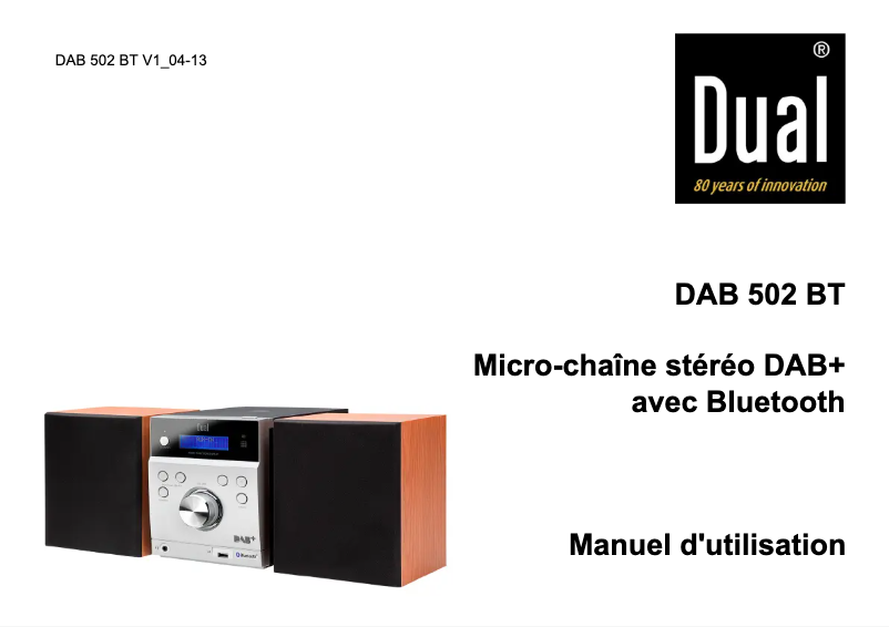 Page n°1 - Manuel utilisateur Dual DAB 502 BT