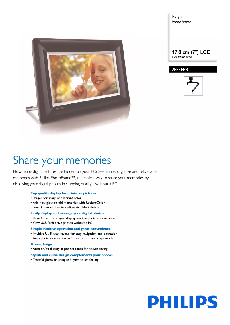 Page 1 of the manual Brochure Philips 7FF3FPB