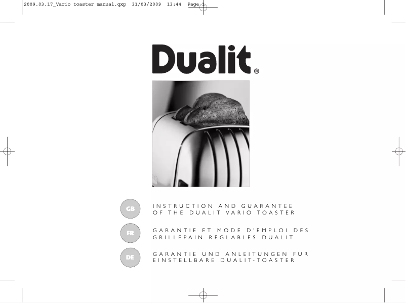 Página 1 del manual Manual de usuario Dualit 42183