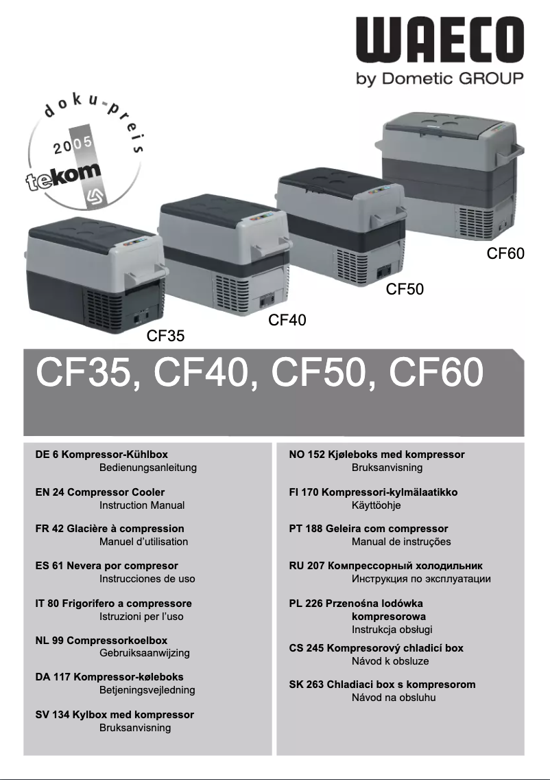 Page 1 of the manual User Manual Waeco CF35