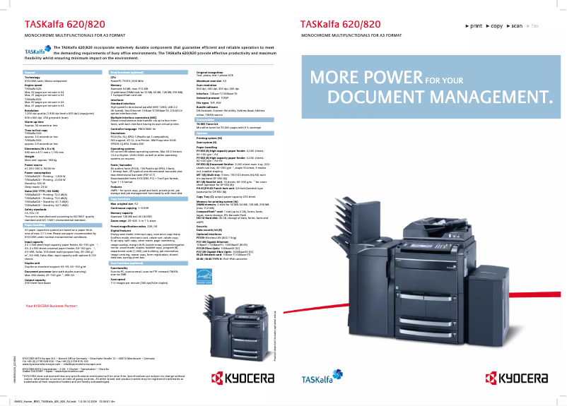 Página 1 del manual Folleto Kyocera TASKalfa 620