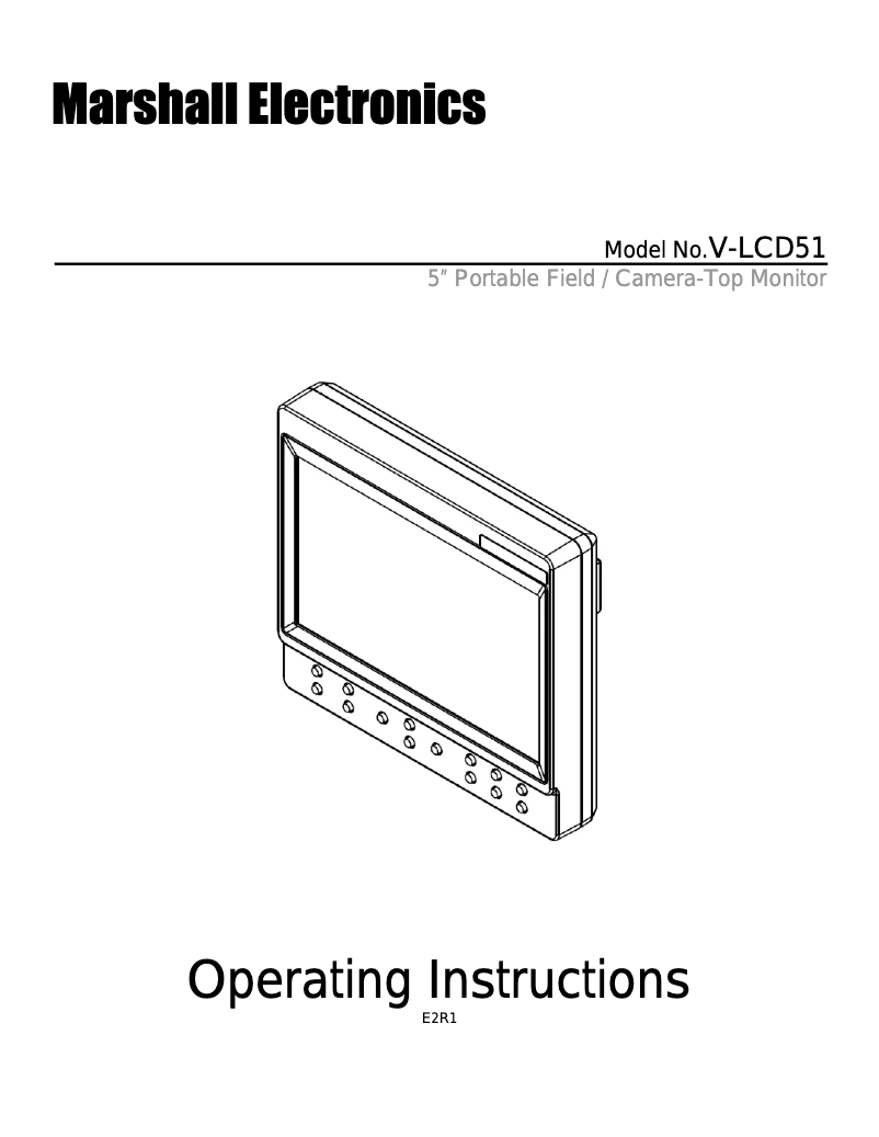 Page n°1 - Manuel utilisateur Marshall Electronics V-LCD51
