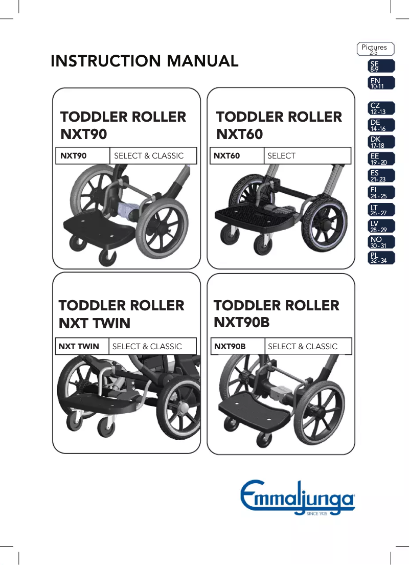 Page 1 de la notice Manuel utilisateur Emmaljunga Toddler Roller