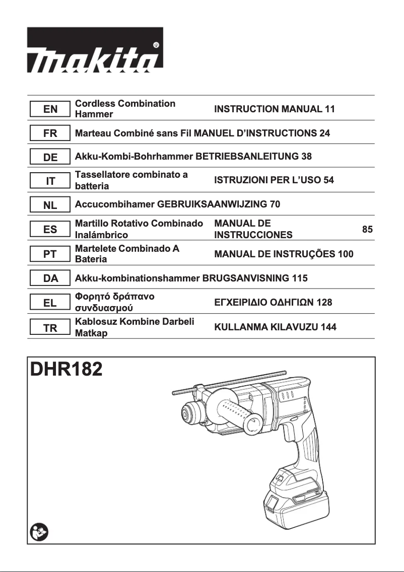 Page 1 de la notice Manuel utilisateur Makita DHR182ZJ
