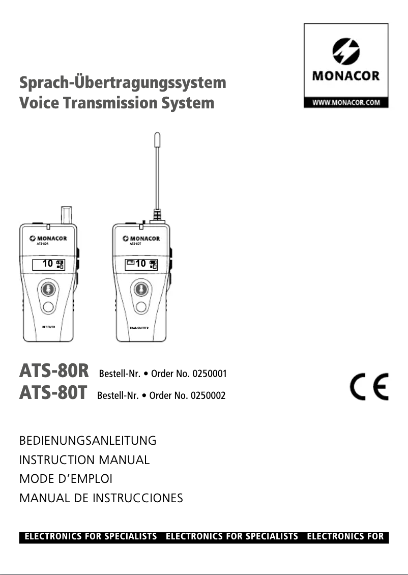 Page n°1 - Manuel utilisateur Monacor ATS-80R