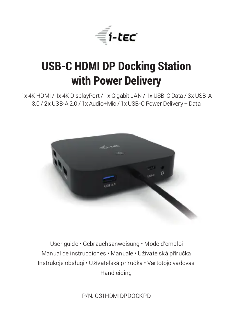 Page 1 de la notice Manuel utilisateur i-TEC C31HDMIDPDOCKPD