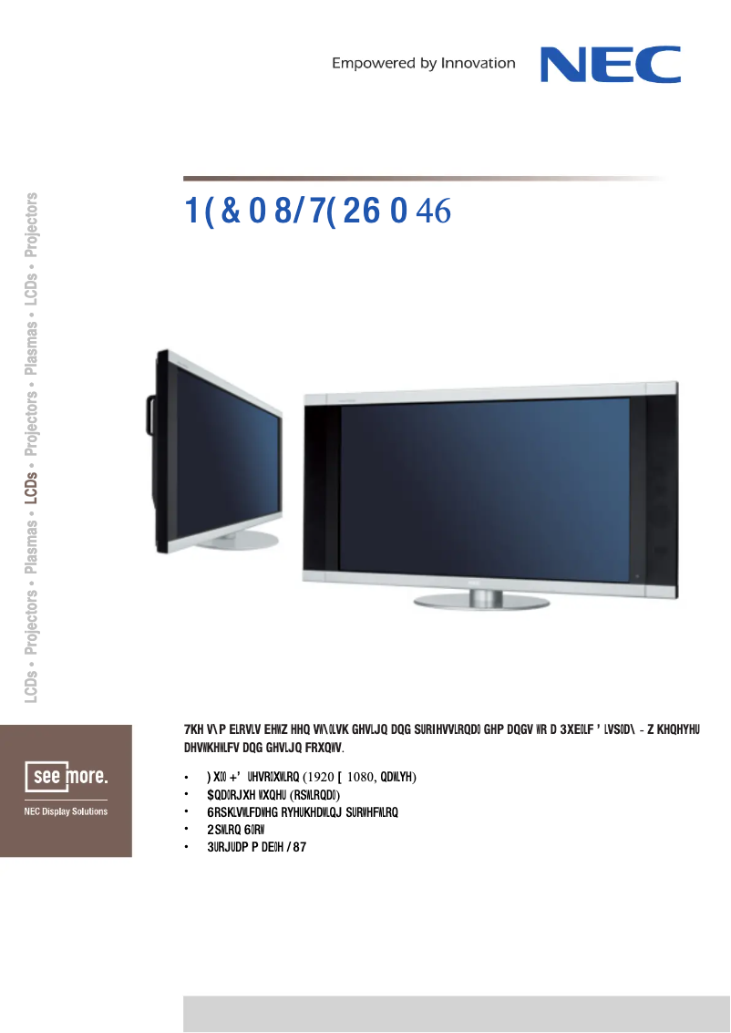 Page 1 de la notice Fiche technique NEC Multeos M46