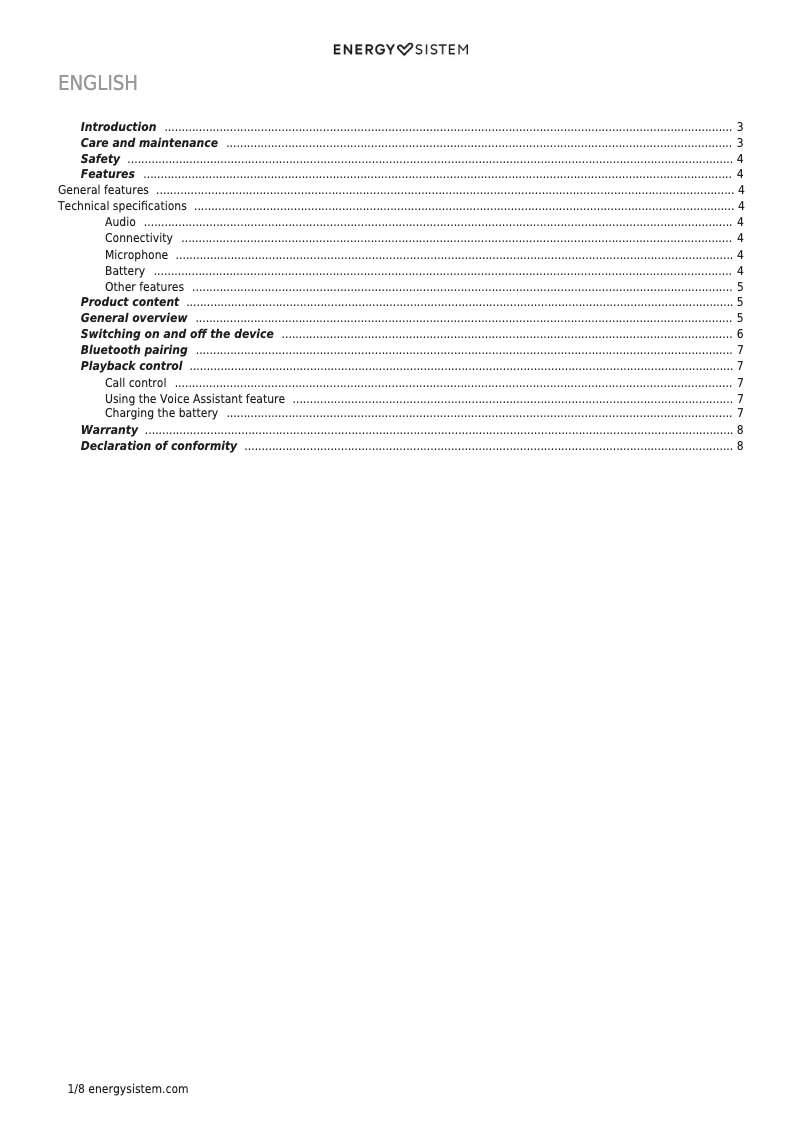 Image de la première page du manuel de l'appareil Earphones Style 7 True Wireless