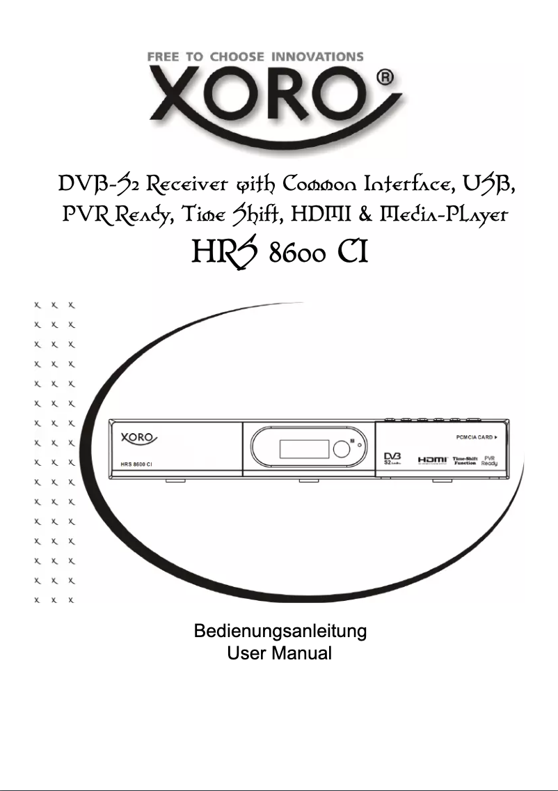 Page 1 de la notice Manuel utilisateur Xoro HRS 8600 CI