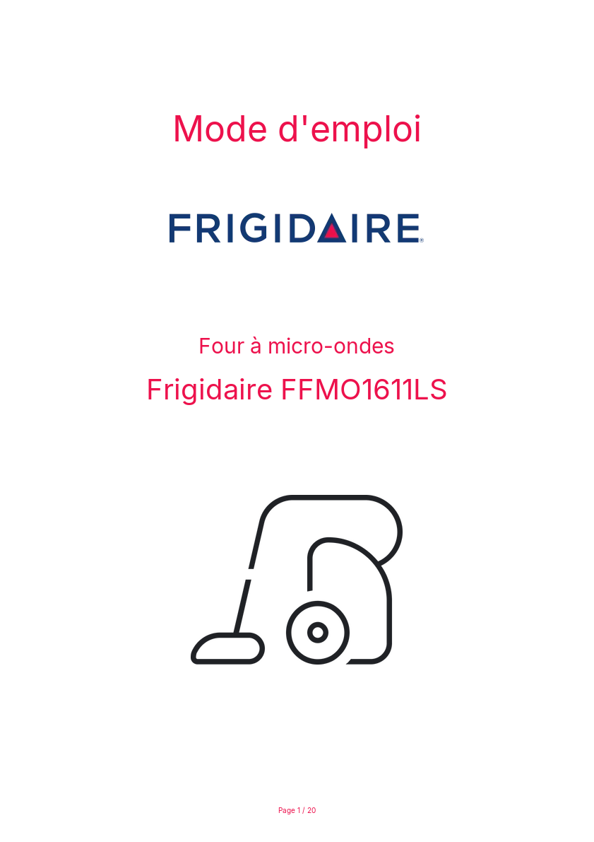 Page n°1 - Mode d'emploi Frigidaire FFMO1611LS