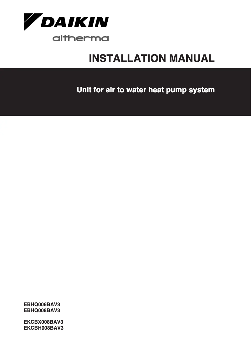 Page 1 de la notice Guide d'installation Daikin EKCBX008BBV3