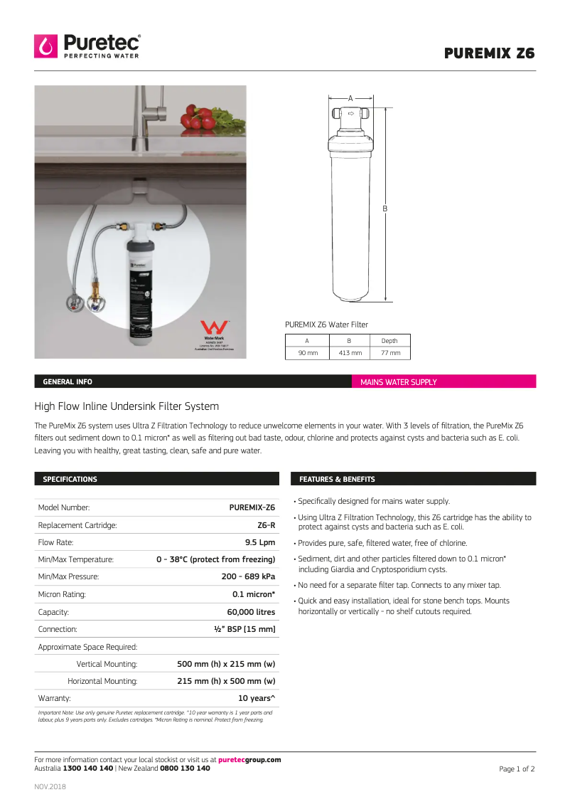 Image de la première page du manuel de l'appareil PureMix Z6