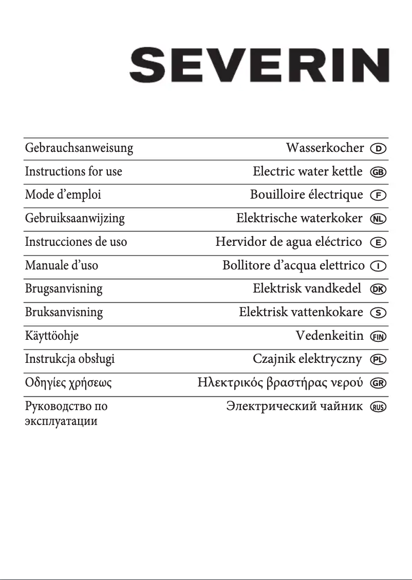 Page 1 de la notice Manuel utilisateur Severin WK 3412