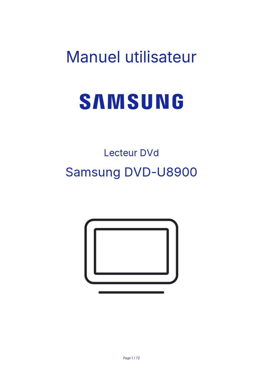 Page n°1 - Manuel utilisateur Samsung DVD-U8900