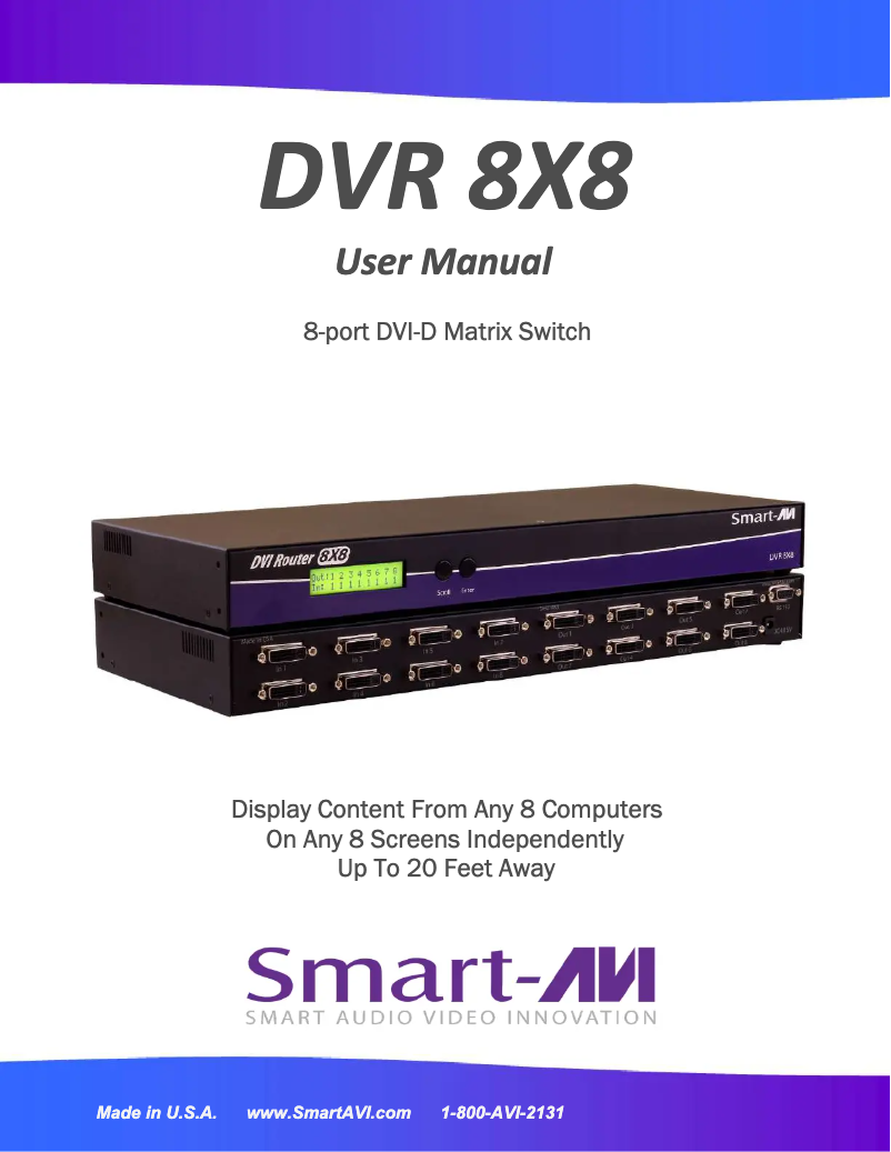 Page 1 de la notice Manuel utilisateur Smart-AVI DVR 8X8