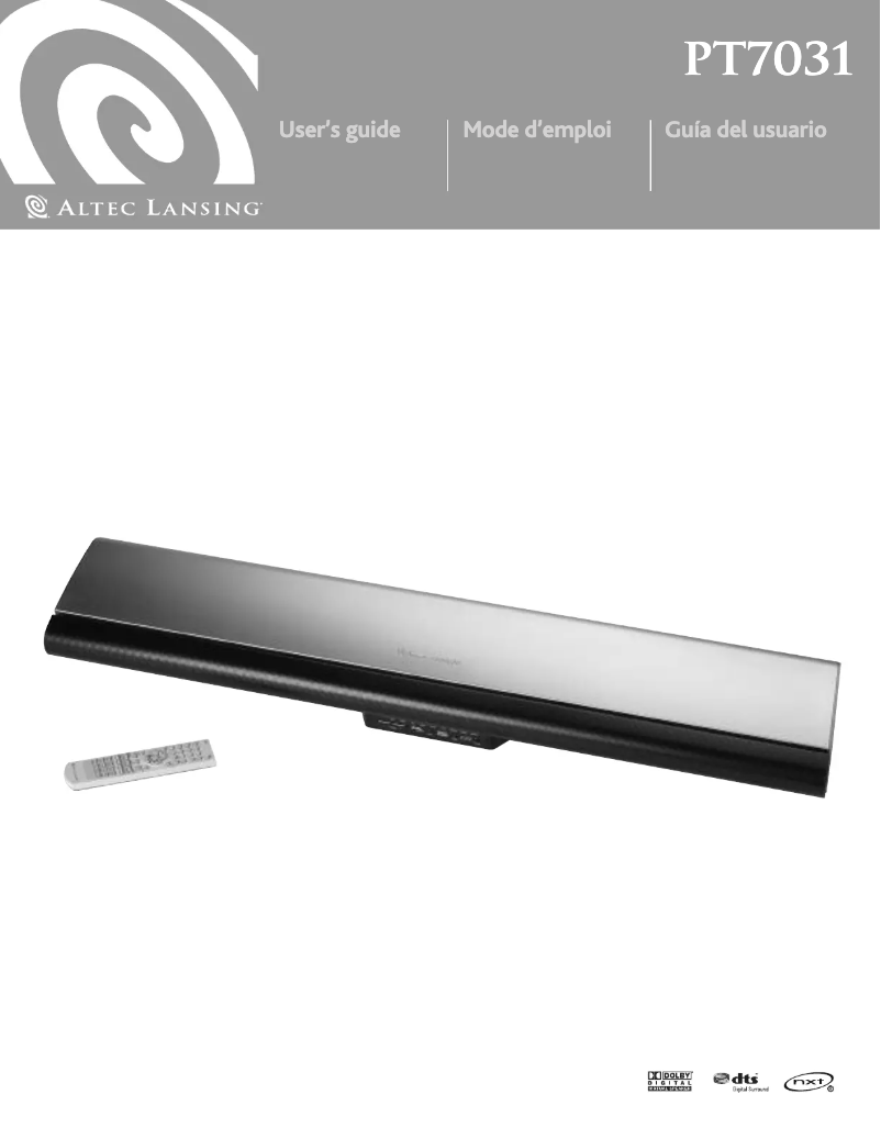 Page 1 de la notice Manuel utilisateur Altec Lansing PT7031