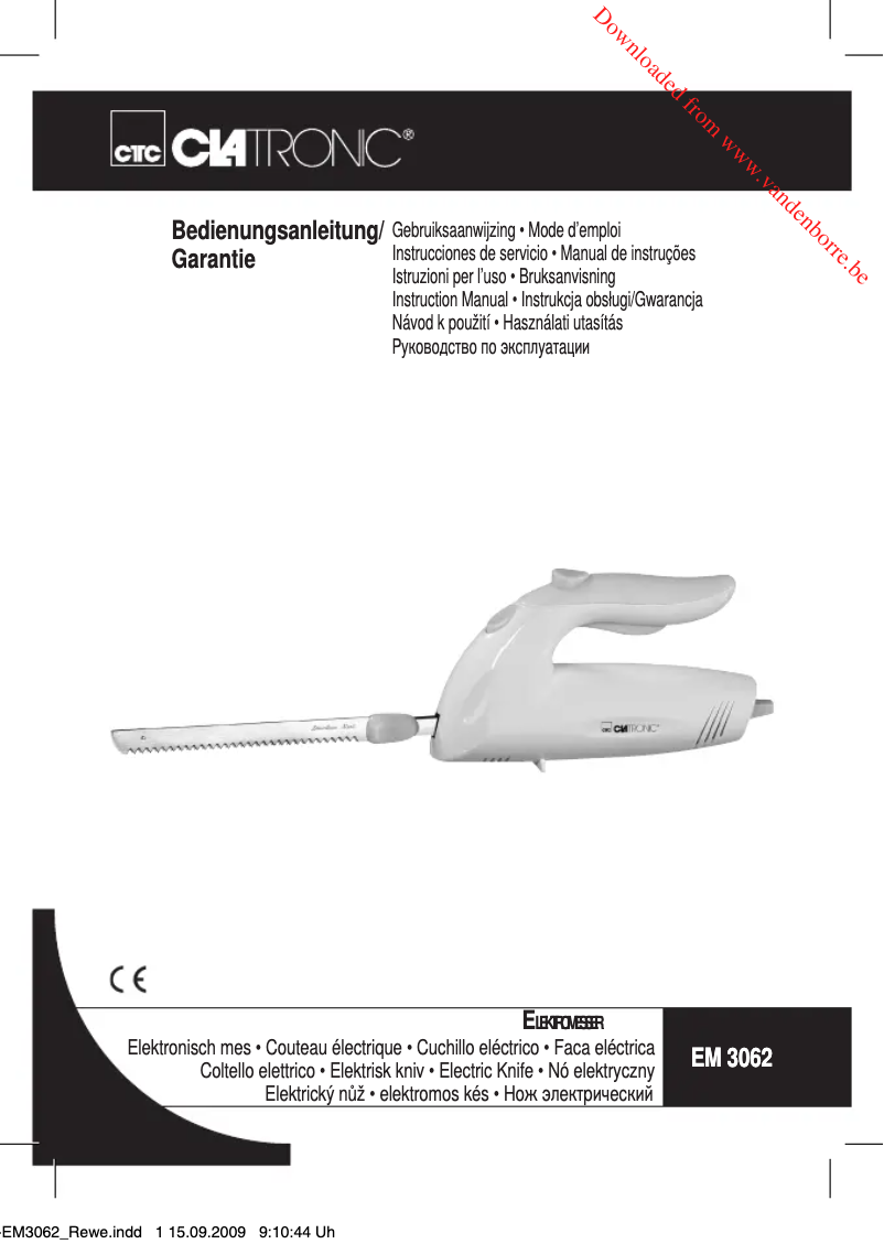 Page 1 de la notice Manuel utilisateur Clatronic EM 3062